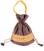 Womens Cottage Brown Cotton Small Patch Work Batwa Purse