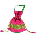 Womens Cottage Magenta Cotton Small Patch Work Batwa Purse