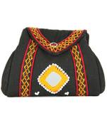 Womens Cottage Black Cotton Samosa Purse