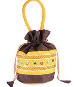 Womens Cottage Brown Cotton Patch Work Big Batwa Purse