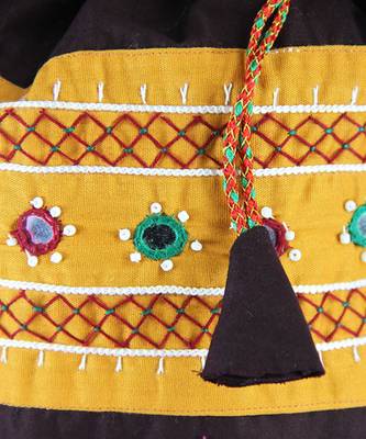 Womens Cottage Brown Cotton Patch Work Big Batwa Purse 3