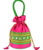 Womens Cottage Fuchsia Cotton Patch Work Big Batwa Purse
