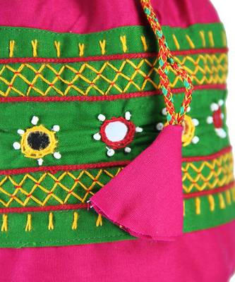 Womens Cottage Fuchsia Cotton Patch Work Big Batwa Purse 3