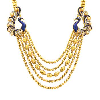 Graceful Five String Peacock Gold Plated Necklace Set For Women 3