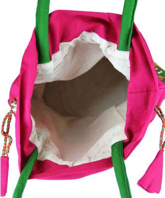 Womens Cottage Fuchsia Cotton Patch Work Big Batwa Purse 4
