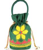 Womens Cottage Bottle Green Cotton Medium Patch Work Batwa Purse