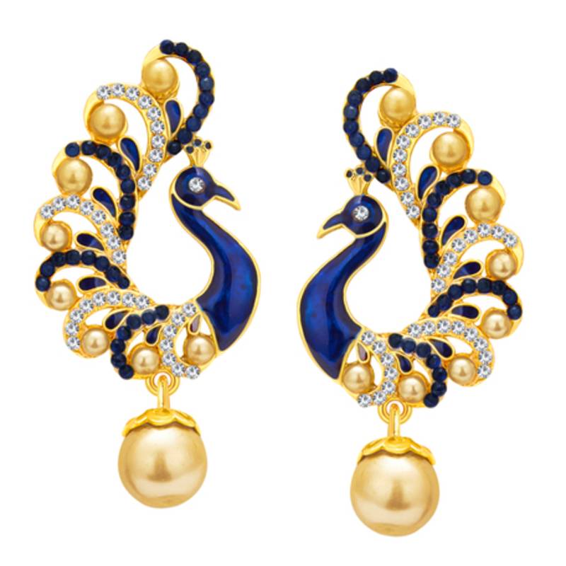 Graceful Five String Peacock Gold Plated Necklace Set For Women