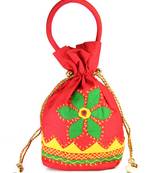 Womens Cottage Red Cotton Medium Patch Work Batwa Purse