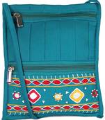 Womens Cottage Blue Cotton Big Patch Work Side Purse
