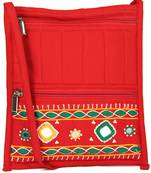 Womens Cottage Red Cotton Big Patch Work Side Purse