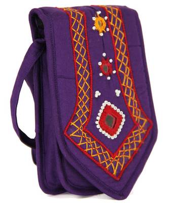 Womens Cottage Purple Cotton Patch Work Mobile Pouch 2