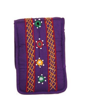 Womens Cottage Purple Cotton Patch Work Mobile Pouch 3