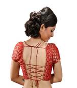 Maroon chanderi brocade stitched readymade blouse