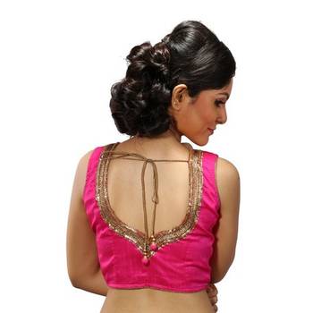 Intrigue Pink dupion silk handwork stitched readymade blouse 1