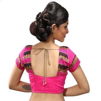 Intrigue Pink dupion silk stitched readymade blouse 1
