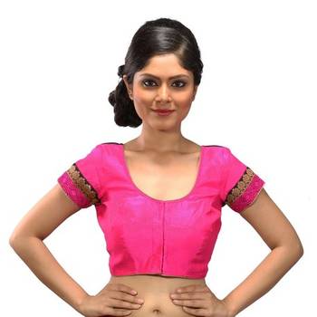 Intrigue Pink dupion silk stitched readymade blouse 3