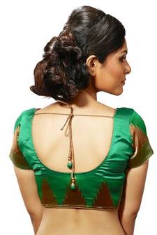 Intrigue Green dupion silk stitched readymade blouse