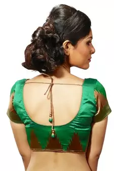 Intrigue Green dupion silk stitched readymade blouse