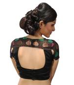 Intrigue Black dupion and chanderi silk stitched readymade blouse