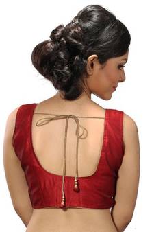 Intrigue Maroon dupion silk stitched readymade blouse