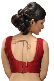 Intrigue Maroon dupion silk stitched readymade blouse