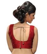 Intrigue Maroon dupion silk stitched readymade blouse