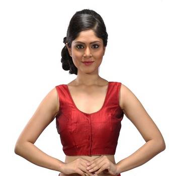 Intrigue Maroon dupion silk stitched readymade blouse 3