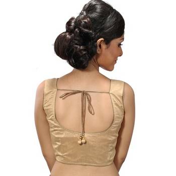 Intrigue Beige dupion silk stitched readymade blouse 2