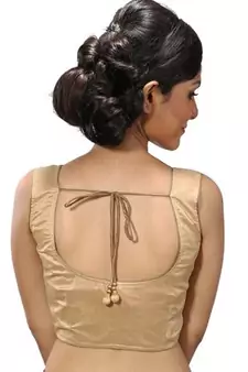 Intrigue Beige dupion silk stitched readymade blouse