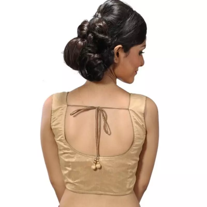 Intrigue Beige dupion silk stitched readymade blouse