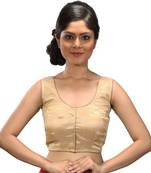 Intrigue Beige dupion silk stitched readymade blouse