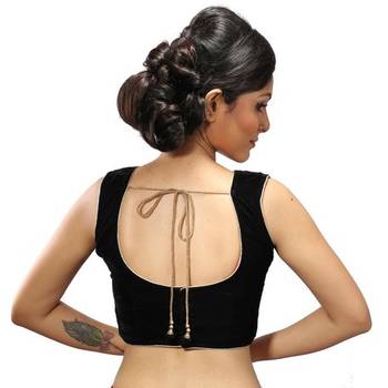 Intrigue classy Black velvet handwork stitched readymade blouse 3