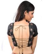 Black dupion silk stitched readymade blouse