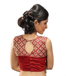 Maroon brocade and dupion silk stitched readymade blouse