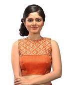 Orange brocade and dupion silk stitched readymade blouse