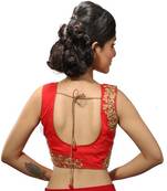 Red chanderi silk stitched readymade blouse