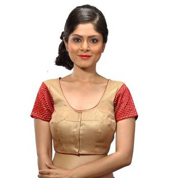 Golden dupion silk stitched readymade blouse 3