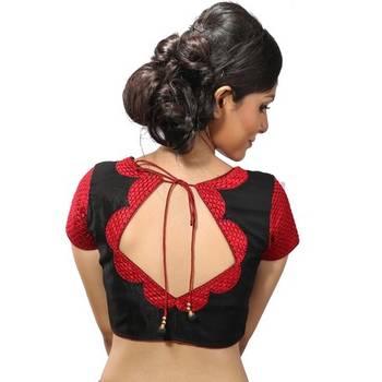 Black dupion silk stitched readymade blouse 1