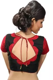Black dupion silk stitched readymade blouse
