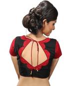 Black dupion silk stitched readymade blouse