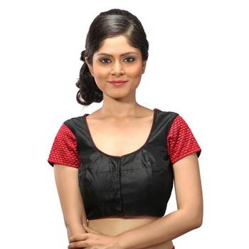 Black dupion silk stitched readymade blouse 3
