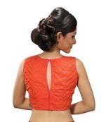 Orange dupion silk stitched readymade blouse