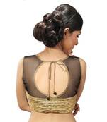 Black dupion silk and net stitched readymade blouse