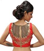 Orange Coloured chanderi silk stitched readymade blouse