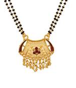 Double Chain Mangalsutra With Enamel Pendant; Exquisite Design