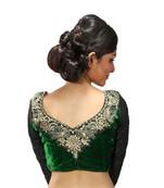 Intrigue Bottle green velvette stitched readymade blouse