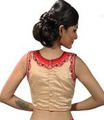 Beige dupion silk stitched readymade blouse