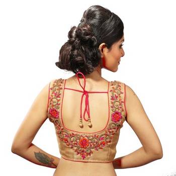 Golden shimmer silk stitched readymade blouse 1