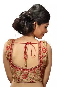 Golden shimmer silk stitched readymade blouse