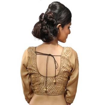 Golden  stitched readymade blouse 1
